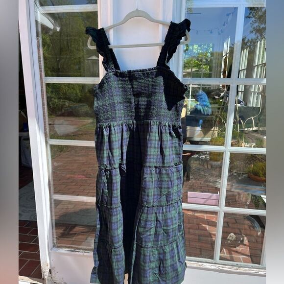 J Crew Tartan Plaid Cotton Smocked Tiered Midi Nap Dress NWT - Picture 8 of 10